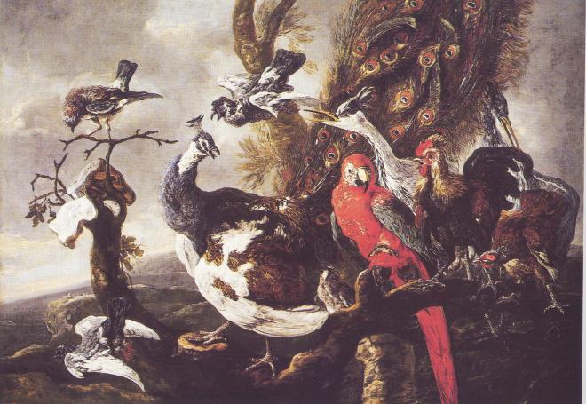 יאן פייט, "קונצרט ציפורים", 1658, שמן על בד, 120X171 ס"מ, אוסף הנסיך מליכטנשטיין.
