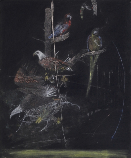 יעל בן שלום, "ללא כותרת", 2011, פחם, גיר ועיפרון על נייר, 66X54 ס"מ